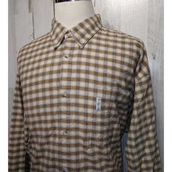 Columbia Mens Sz 3XT Mens Tall Brown  Plaid Flannel Shirt Long Sleeve Button - Picture 1 of 8